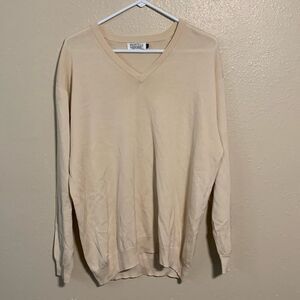 Tuttle Men’s Long Sleeved V-Neck Sweater Size L Cream